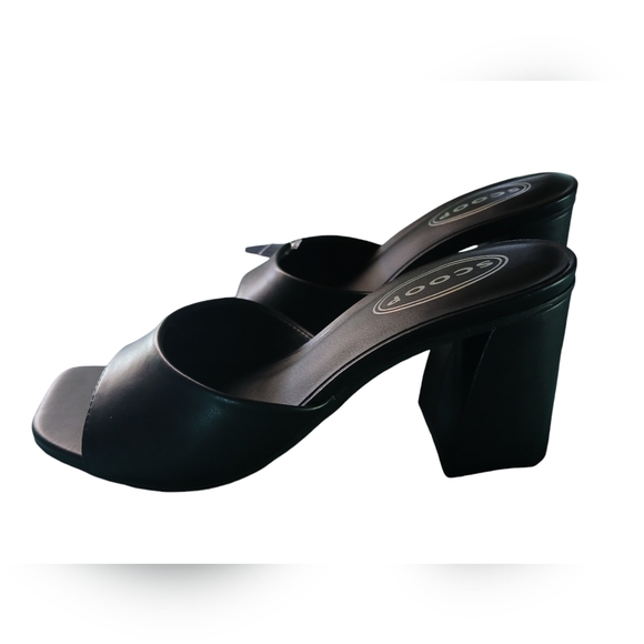 Scoop Block Heel Mule Sandal Black Slip On Size 6 NWT - Picture 3 of 7